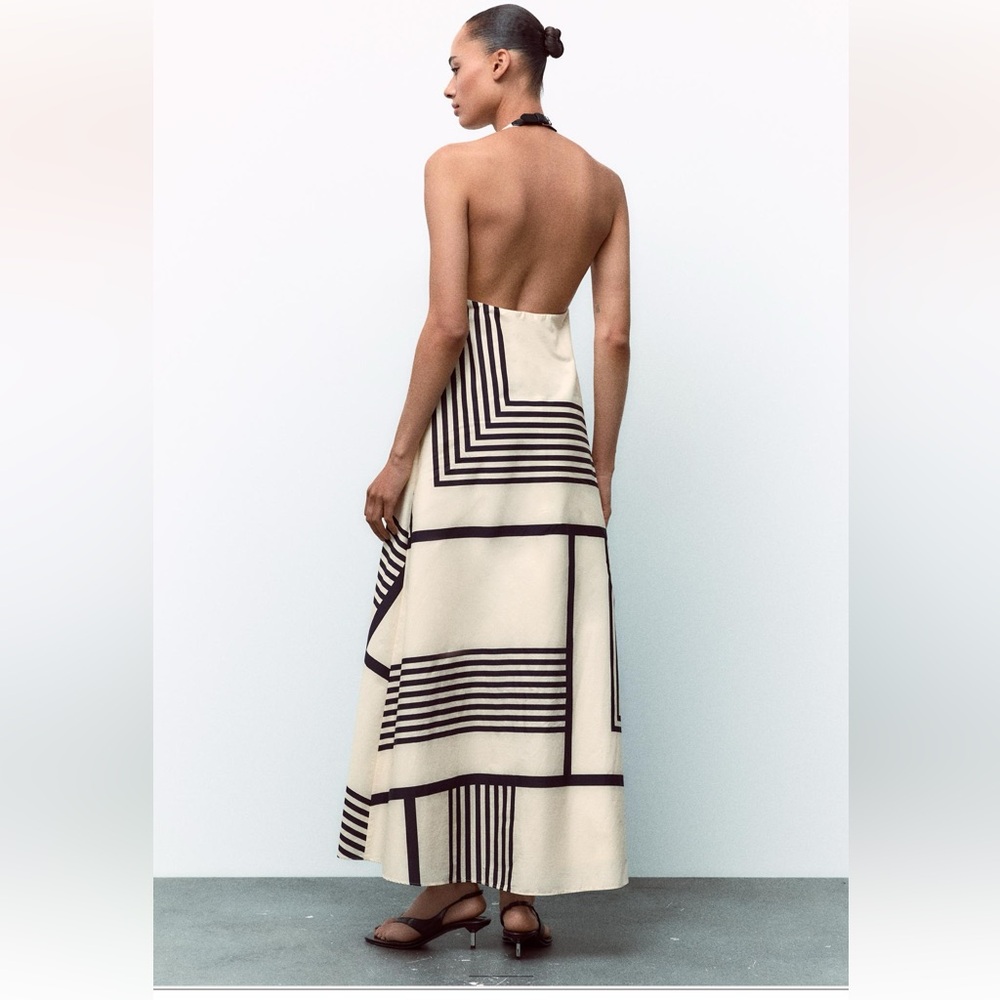 ZARA STRIPED POPLIN MIDI DRESS - Picture 8 of 13